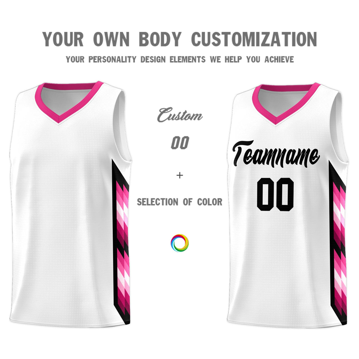 Custom White Mosaic Gradient Fashion Sports Uniform Basketball Jersey