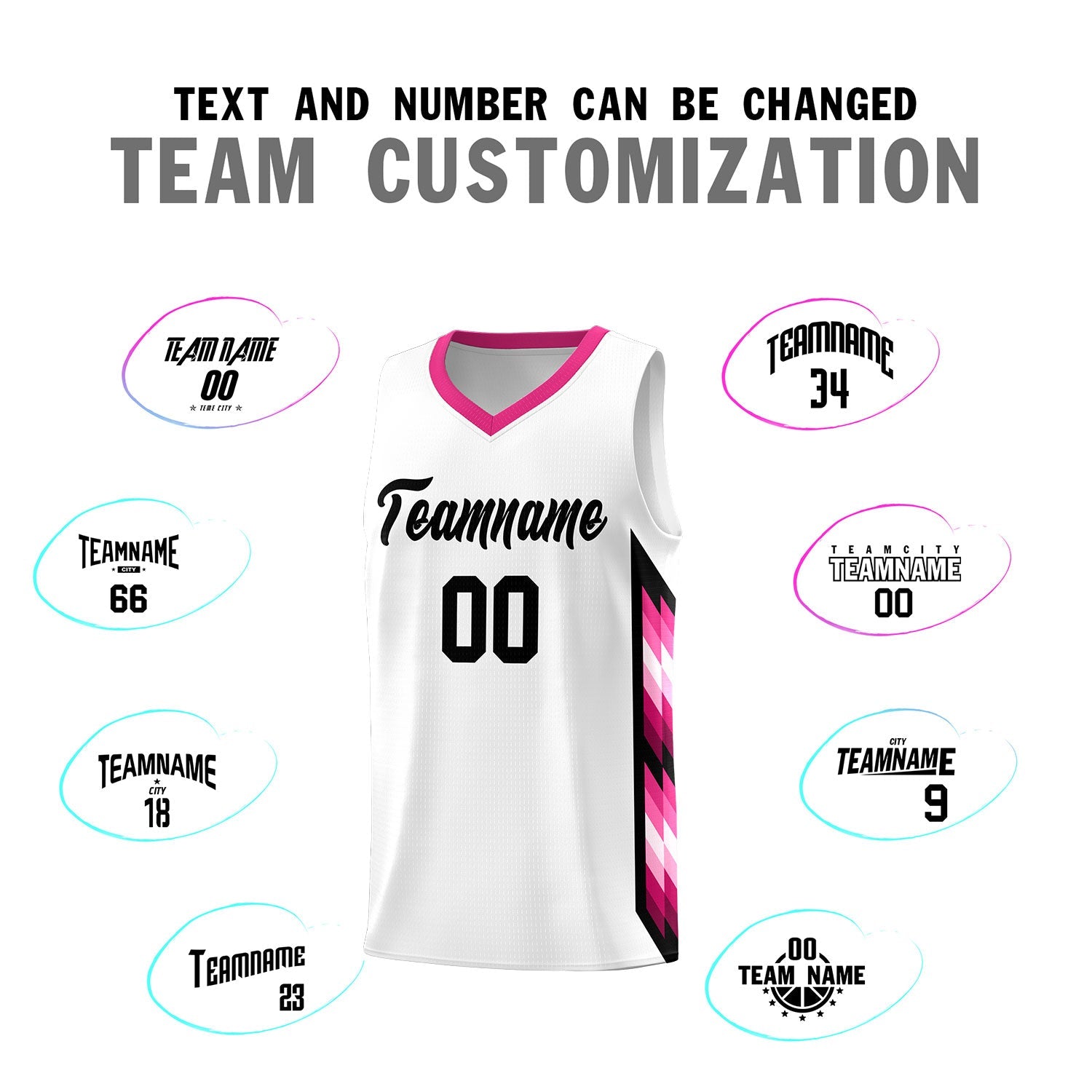 Custom White Mosaic Gradient Fashion Sports Uniform Basketball Jersey