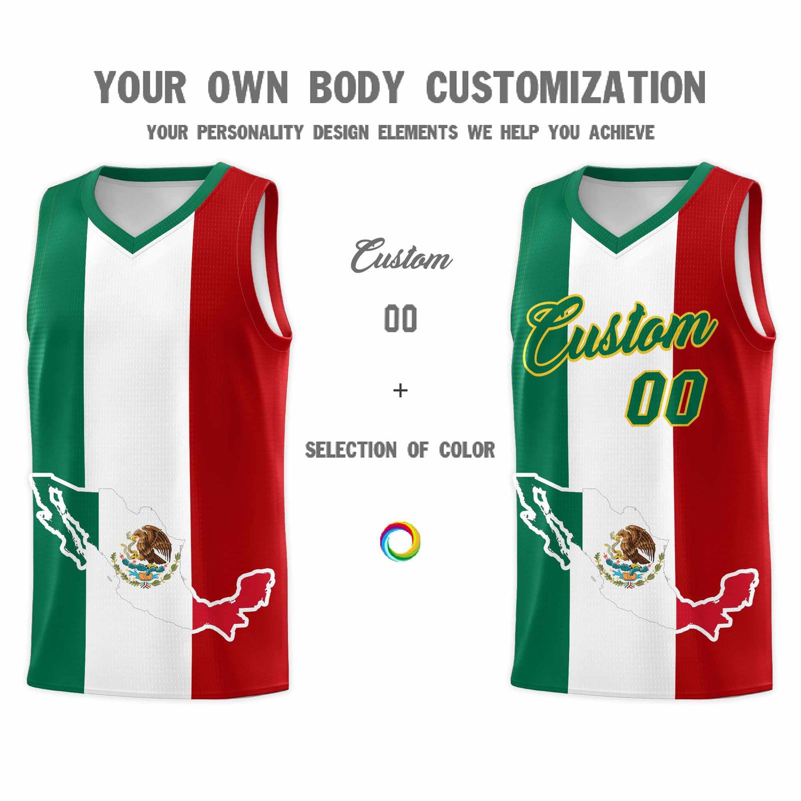 Custom White Kelly Green Red Mexican Colors Graffiti Patterns Quick-Drying Uniform Basketball Jersey