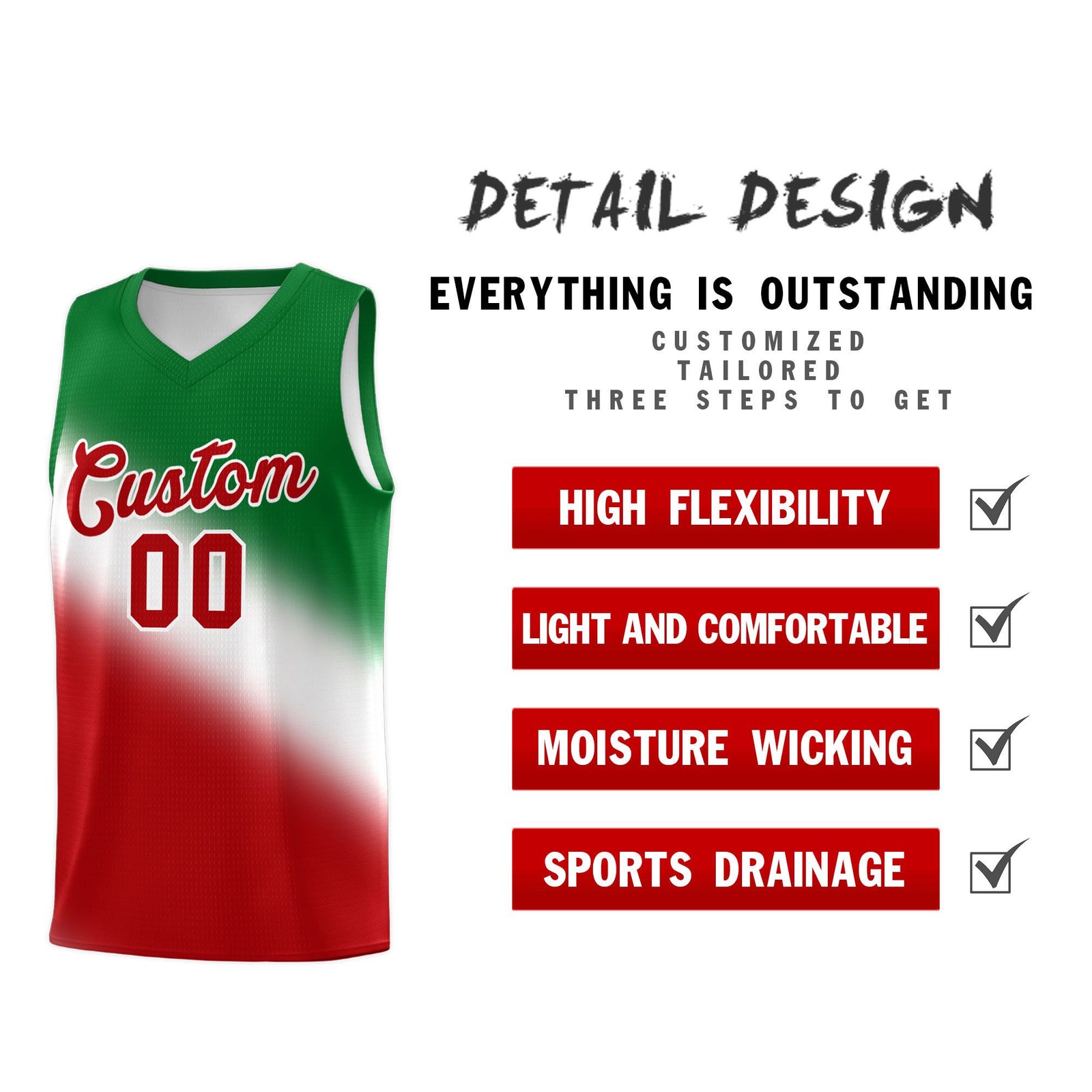 Custom White Kelly Green Red Mexican Colors Graffiti Patterns Wrinkle-Resistant Uniform Basketball Jersey