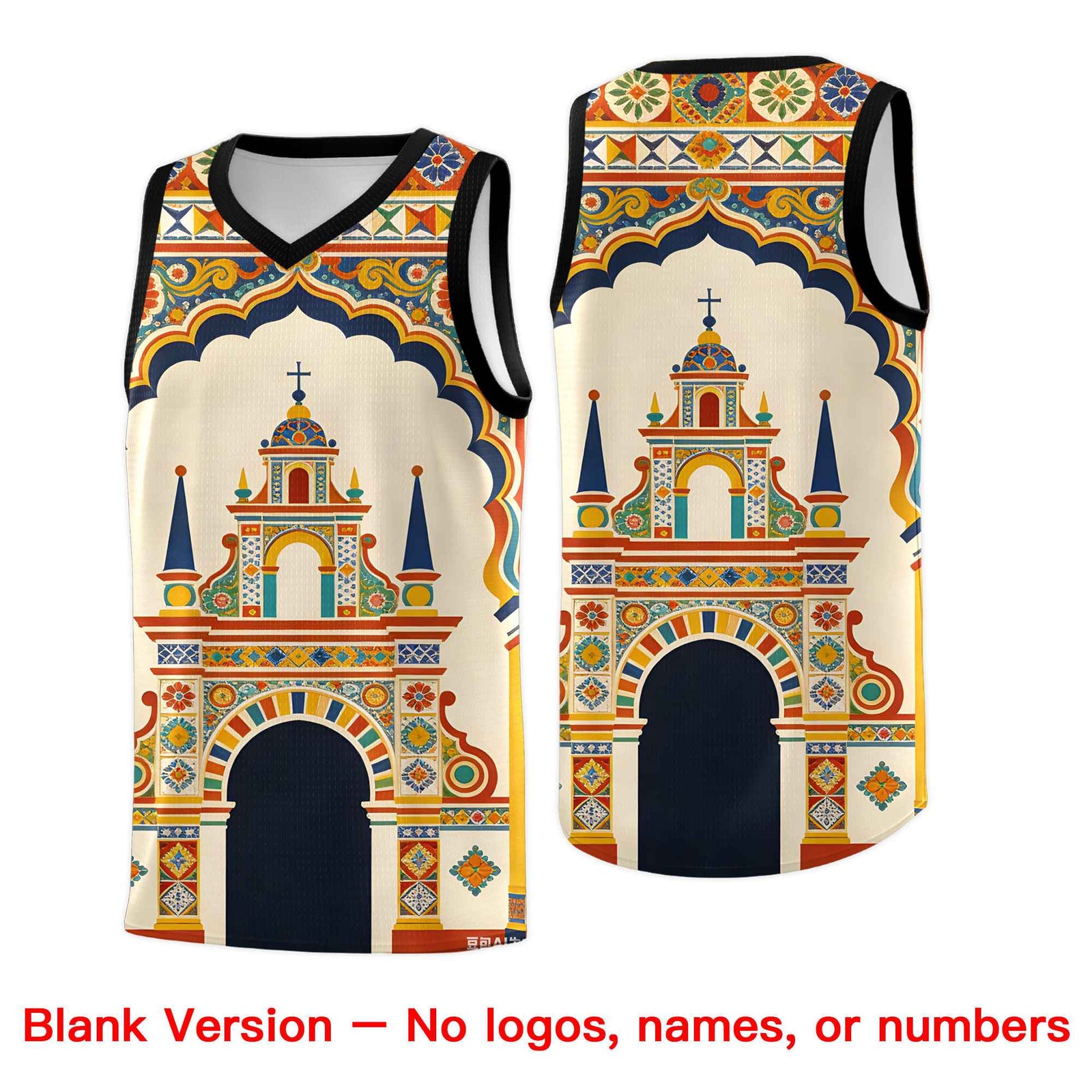 Custom White Orange Mexican Colors Graffiti Patterns Lightweight Uniform Basketball Jersey