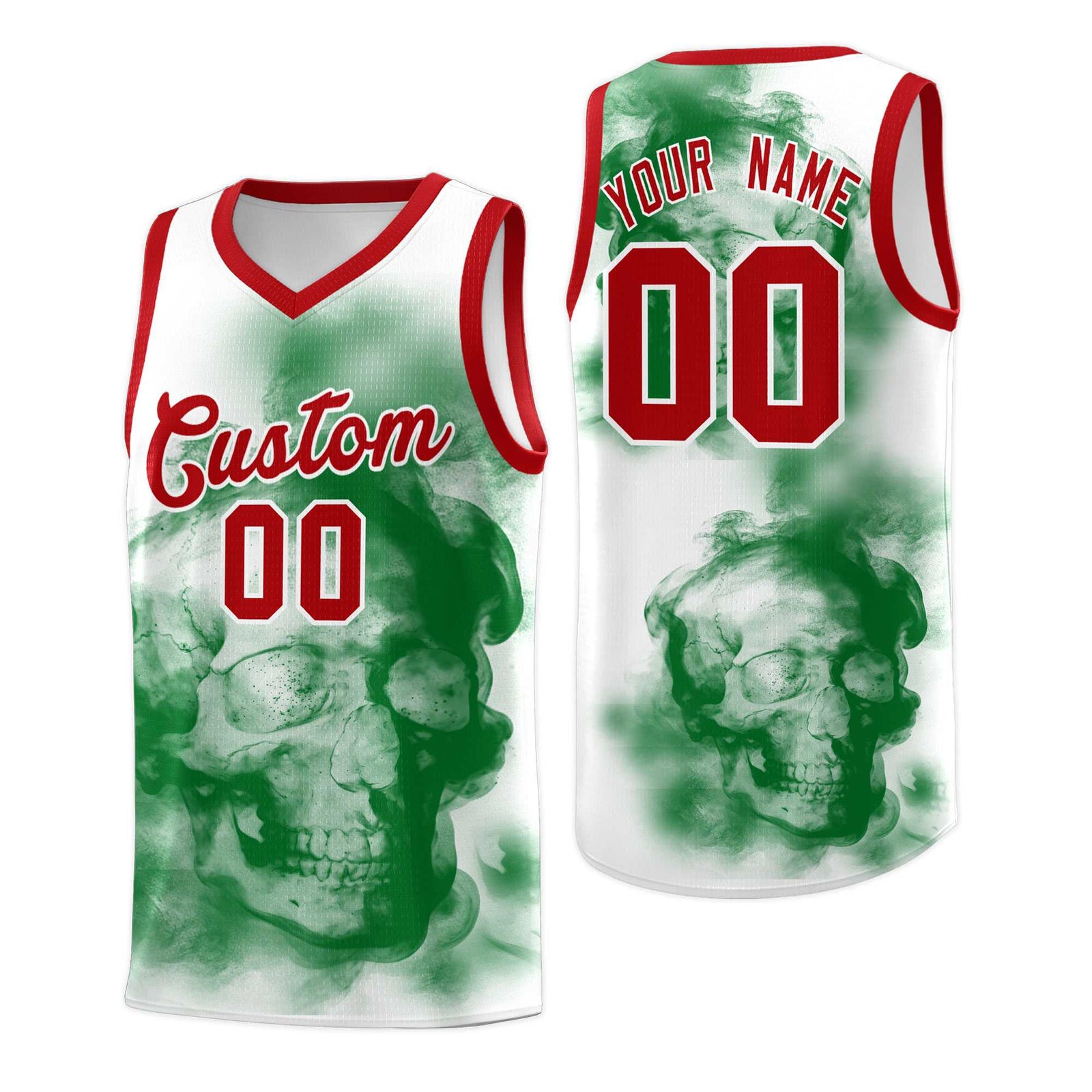 Custom White Red Kelly GreenMexican Colors Graffiti Patterns Wrinkle-Resistant Uniform Basketball Jersey