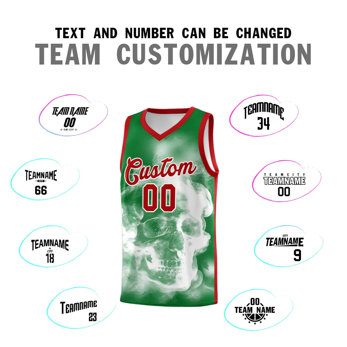 Custom White Red Kelly GreenMexican Colors Graffiti Patterns Drapable Uniform Basketball Jersey
