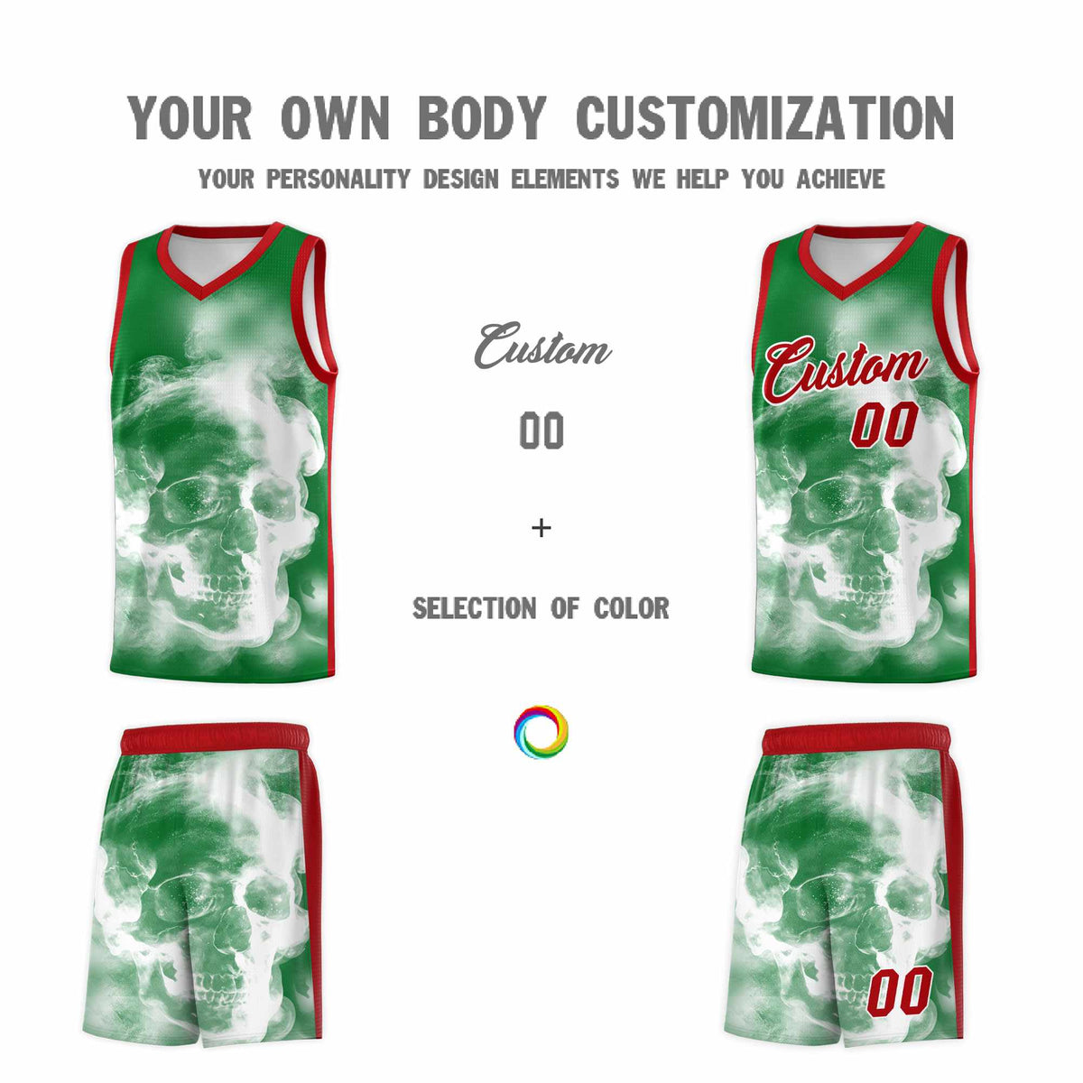 Custom White Red Kelly GreenMexican Colors Graffiti Patterns Drapable Uniform Basketball Jersey