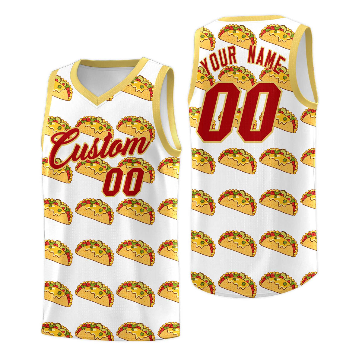 Custom White Khaki Mexican Colors Graffiti Patterns Drapable Uniform Basketball Jersey