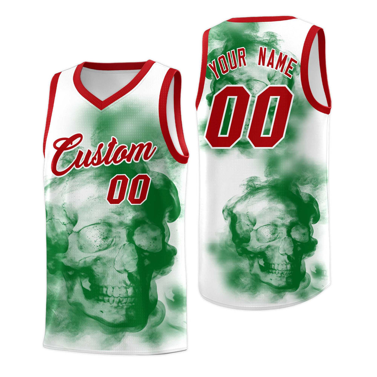 Custom White Red Kelly GreenMexican Colors Graffiti Patterns Wrinkle-Resistant Uniform Basketball Jersey