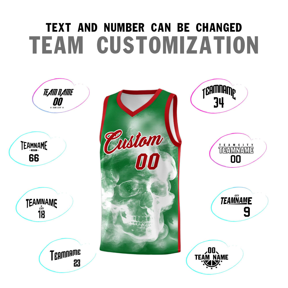 Custom White Red Kelly GreenMexican Colors Graffiti Patterns Drapable Uniform Basketball Jersey