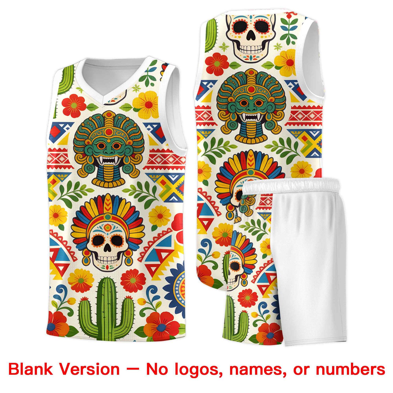 Custom White Orange Mexican Colors Graffiti Patterns Lightweight Uniform Basketball Jersey