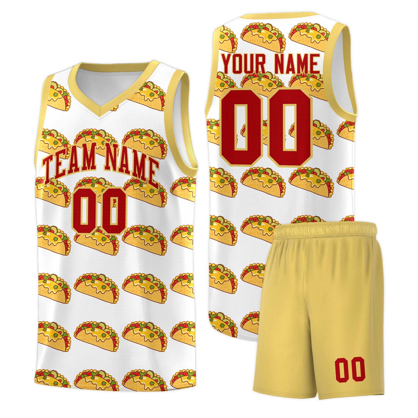 Custom White Khaki Mexican Colors Graffiti Patterns Drapable Uniform Basketball Jersey