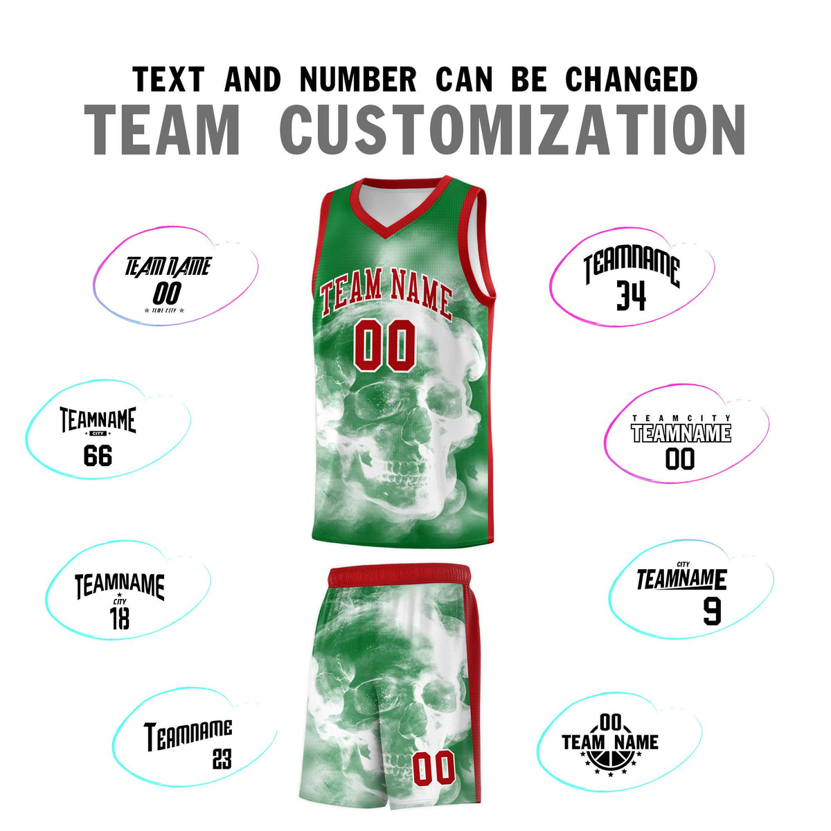 Custom White Red Kelly GreenMexican Colors Graffiti Patterns Drapable Uniform Basketball Jersey