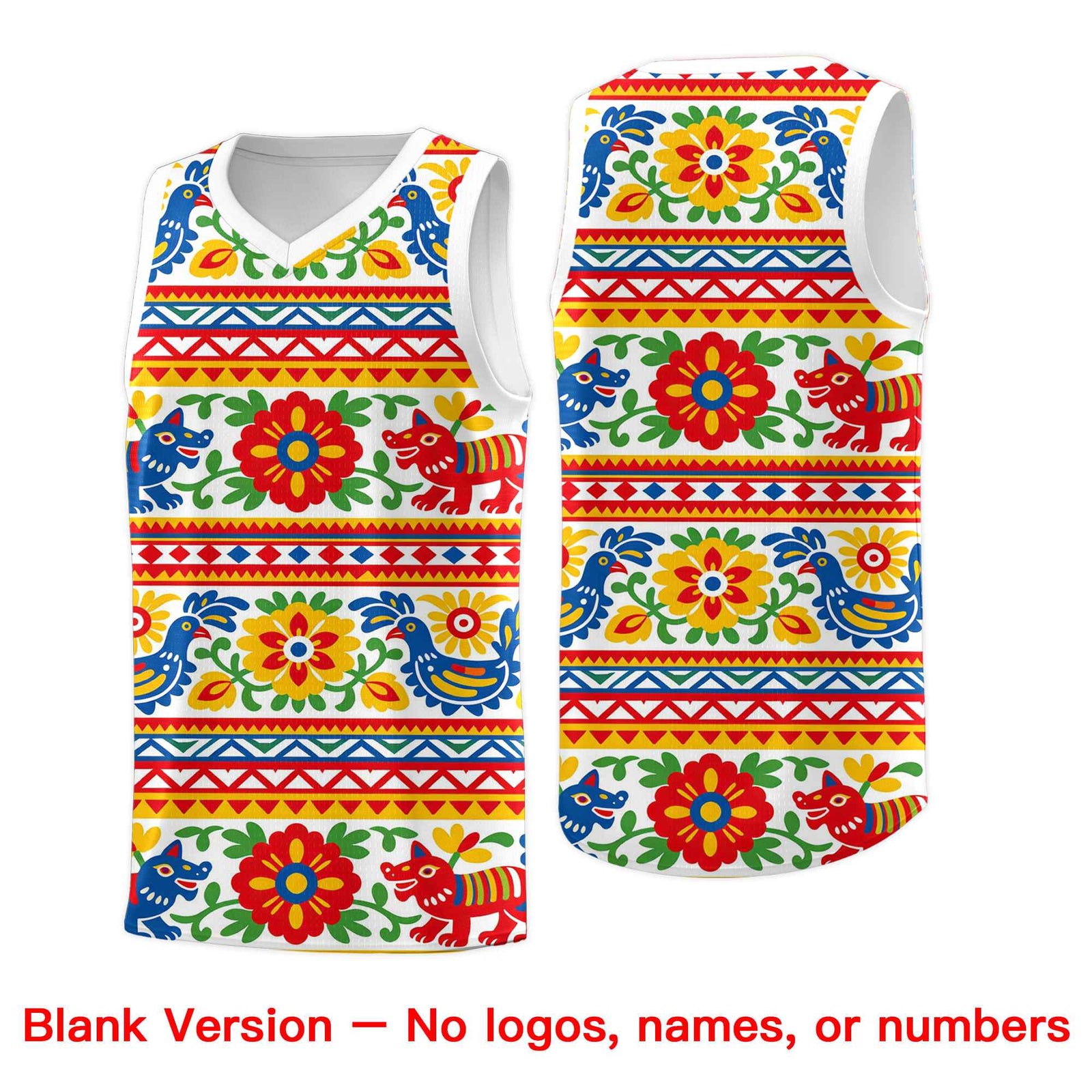 Custom White Orange Mexican Colors Graffiti Patterns Lightweight Uniform Basketball Jersey