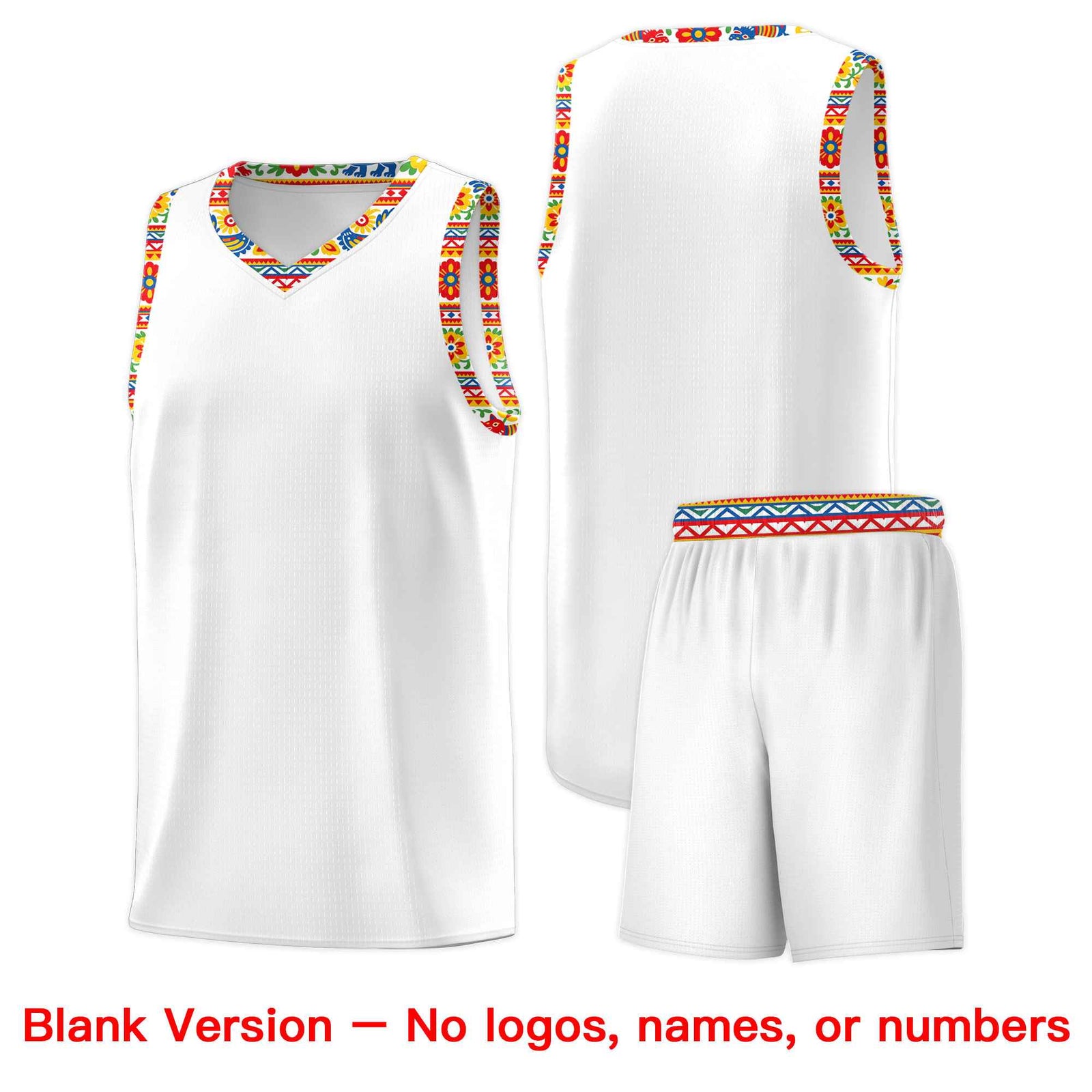 Custom White Orange Mexican Colors Graffiti Patterns Lightweight Uniform Basketball Jersey