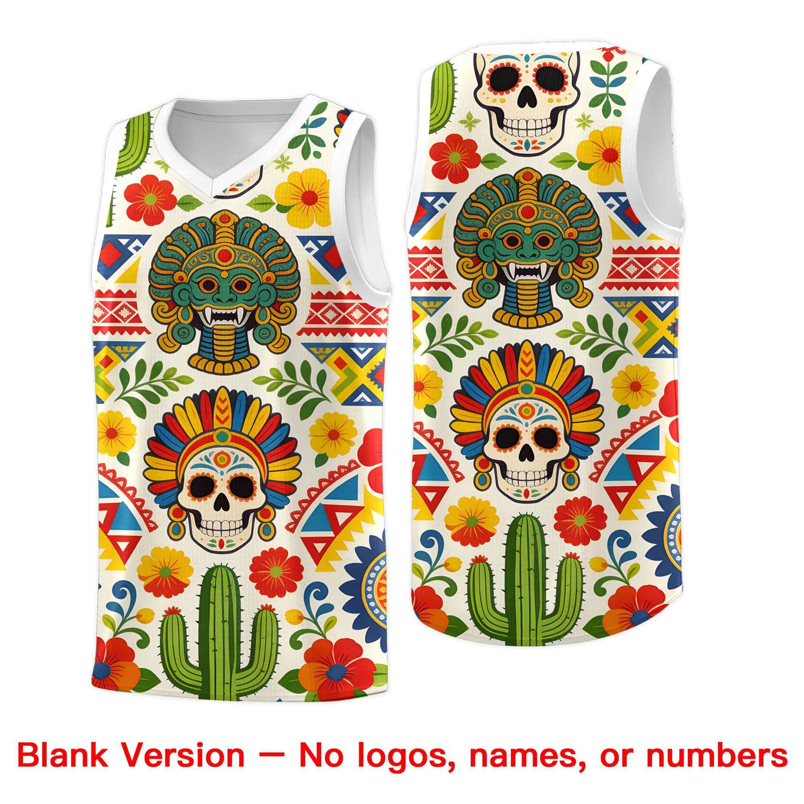 Custom White Orange Mexican Colors Graffiti Patterns Lightweight Uniform Basketball Jersey