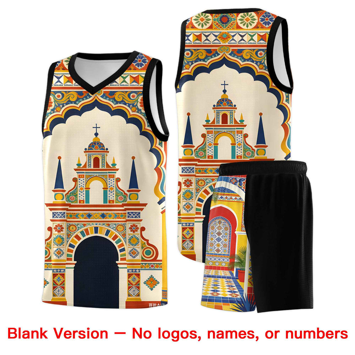 Custom White Orange Mexican Colors Graffiti Patterns Lightweight Uniform Basketball Jersey