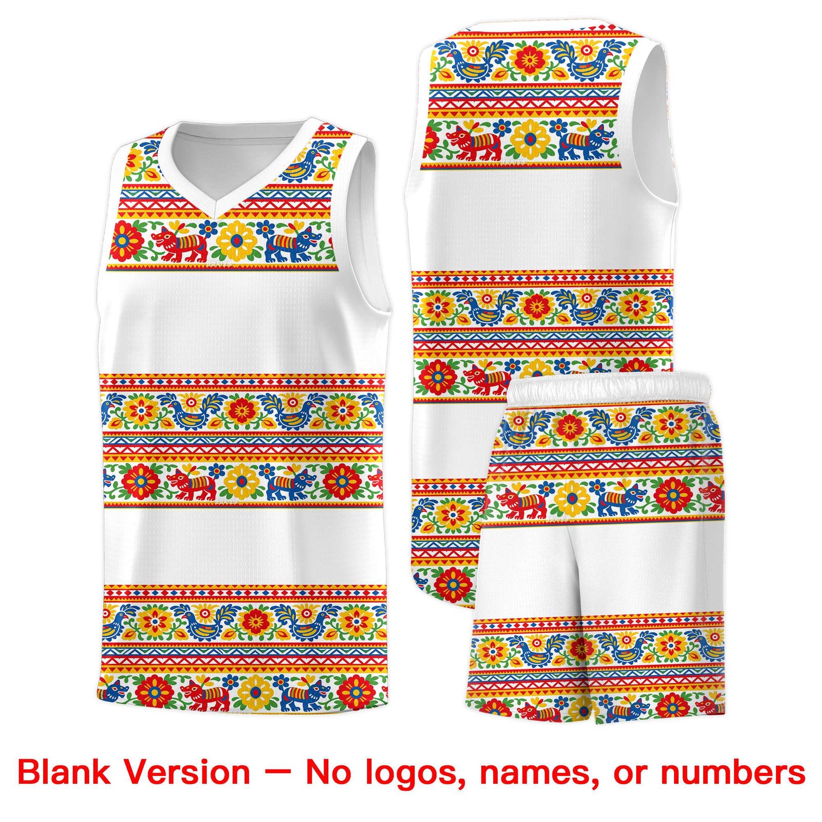 Custom White Orange Mexican Colors Graffiti Patterns Lightweight Uniform Basketball Jersey