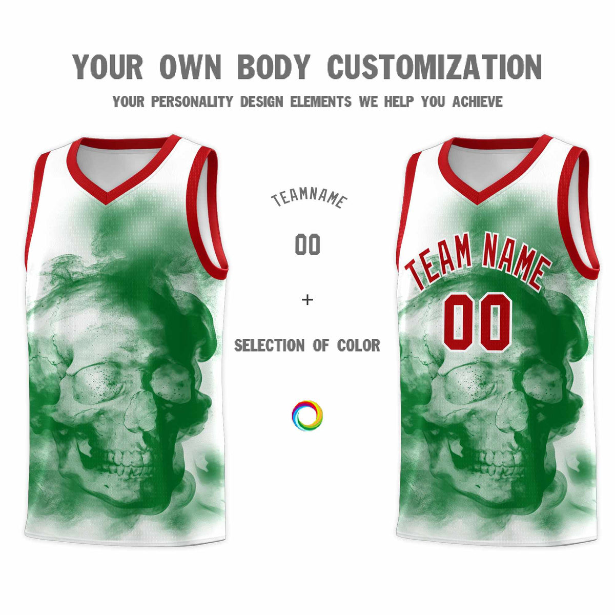 Custom White Red Kelly GreenMexican Colors Graffiti Patterns Wrinkle-Resistant Uniform Basketball Jersey