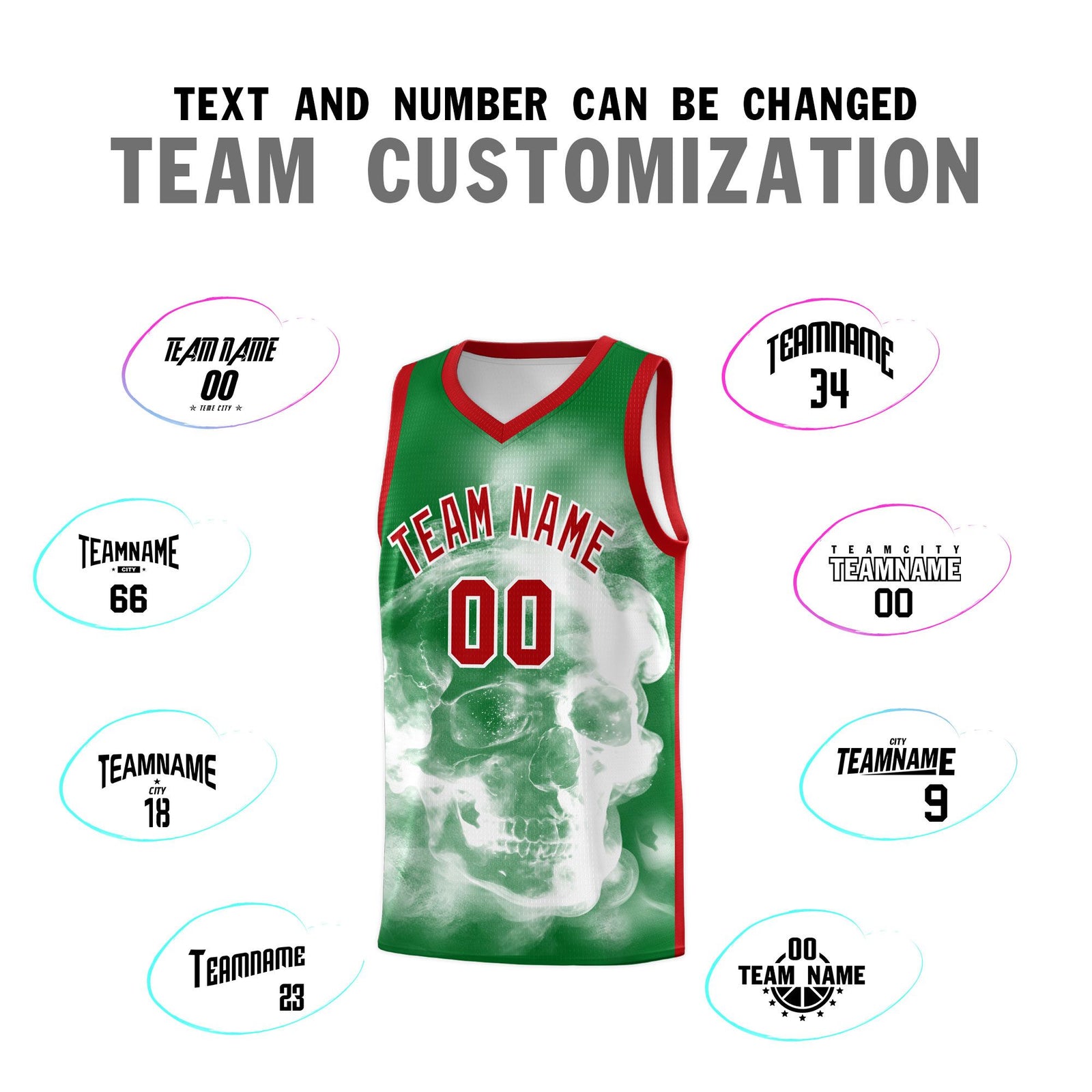 Custom White Red Kelly GreenMexican Colors Graffiti Patterns Drapable Uniform Basketball Jersey