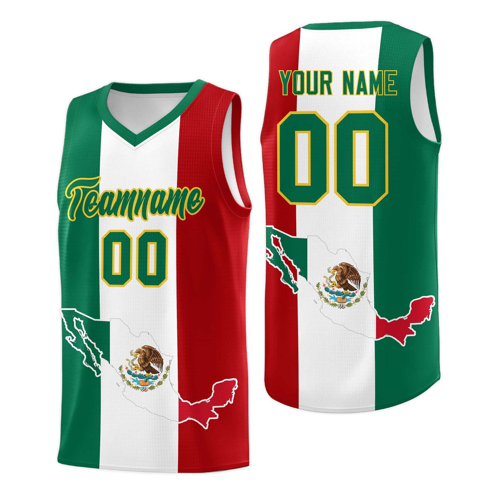Custom White Kelly Green Red Mexican Colors Graffiti Patterns Quick-Drying Uniform Basketball Jersey