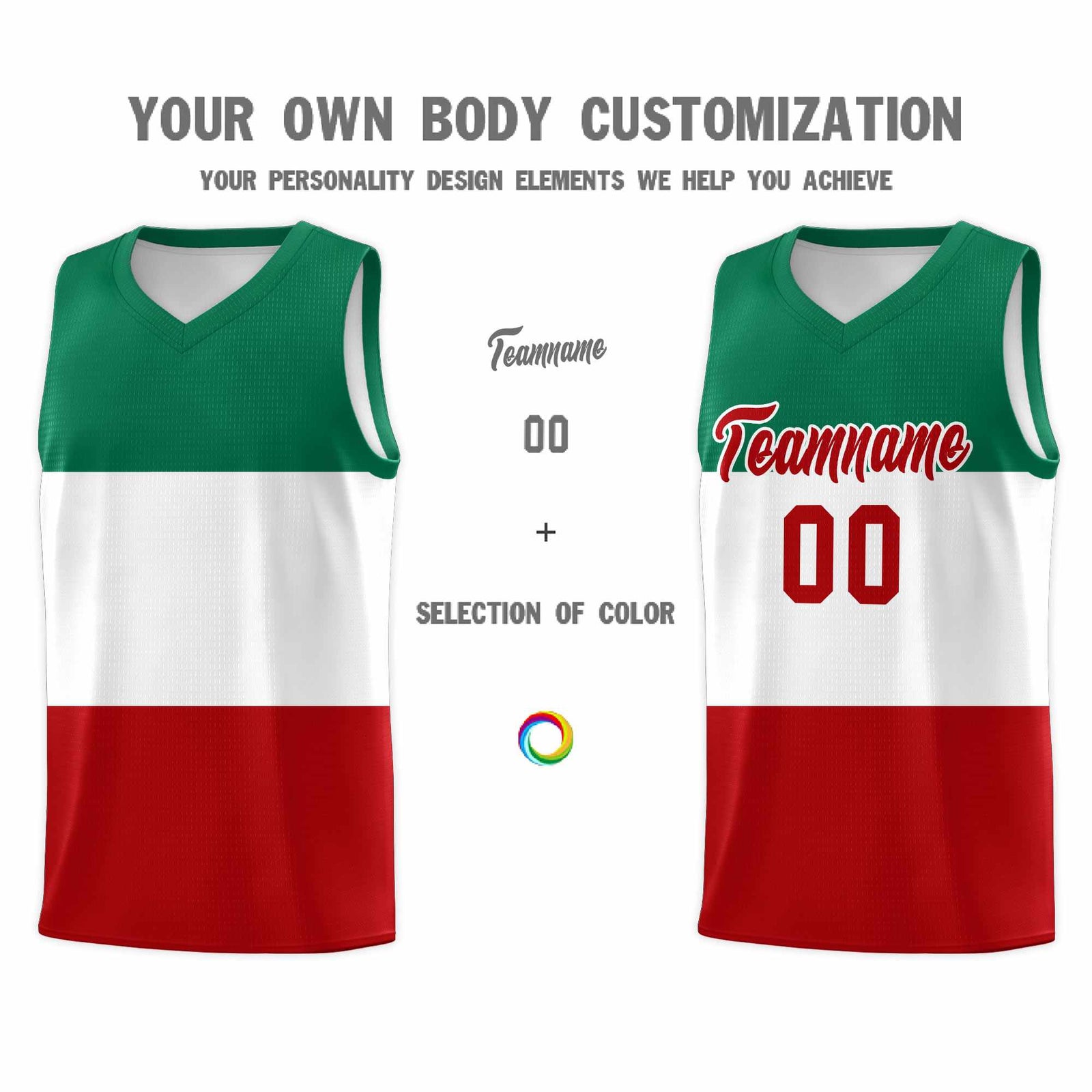 Custom White Kelly Green Red Mexican Colors Graffiti Patterns Drapable Uniform Basketball Jersey