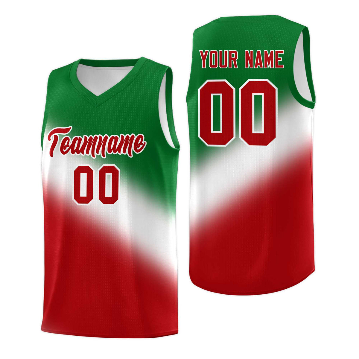 Custom White Kelly Green Red Mexican Colors Graffiti Patterns Wrinkle-Resistant Uniform Basketball Jersey