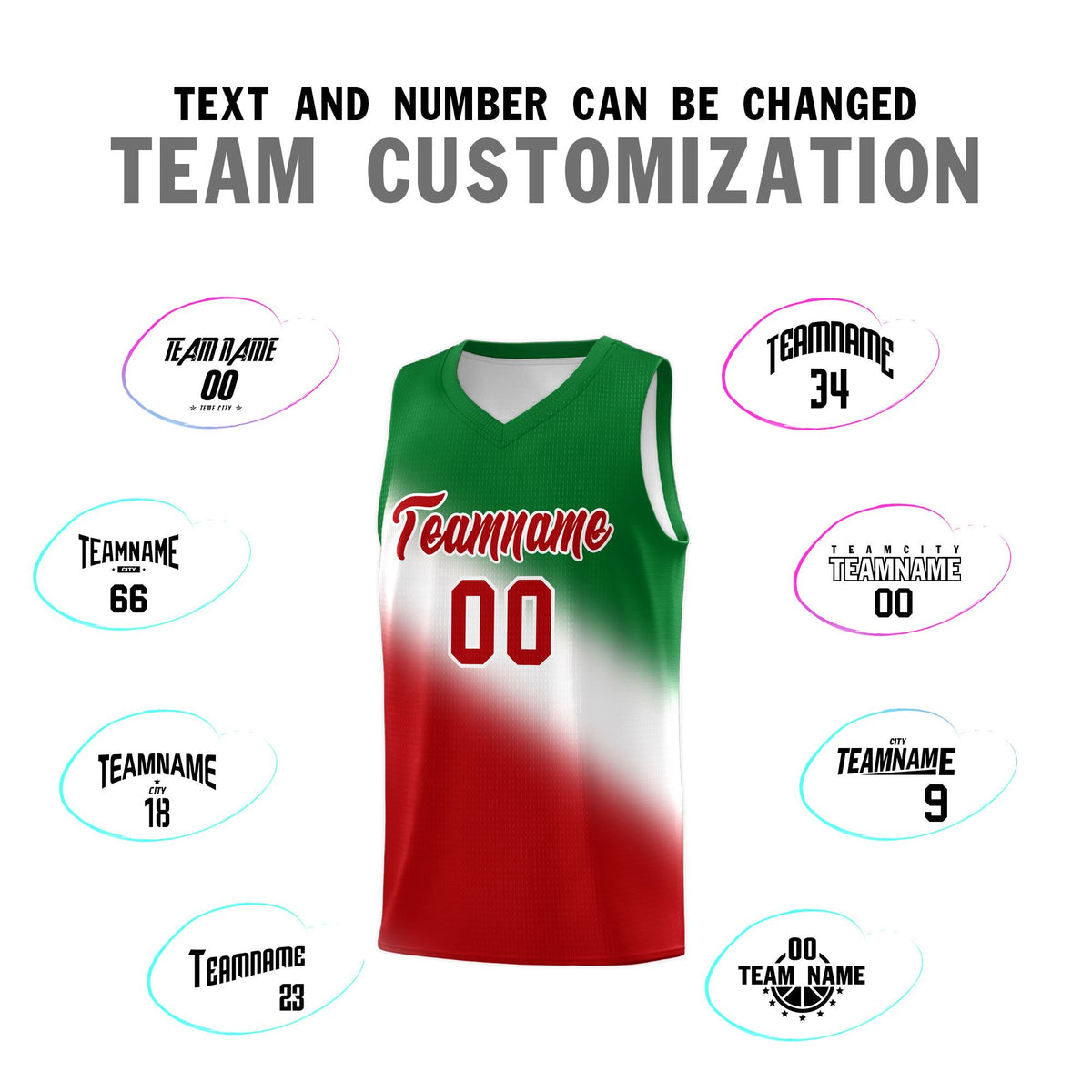 Custom White Kelly Green Red Mexican Colors Graffiti Patterns Wrinkle-Resistant Uniform Basketball Jersey
