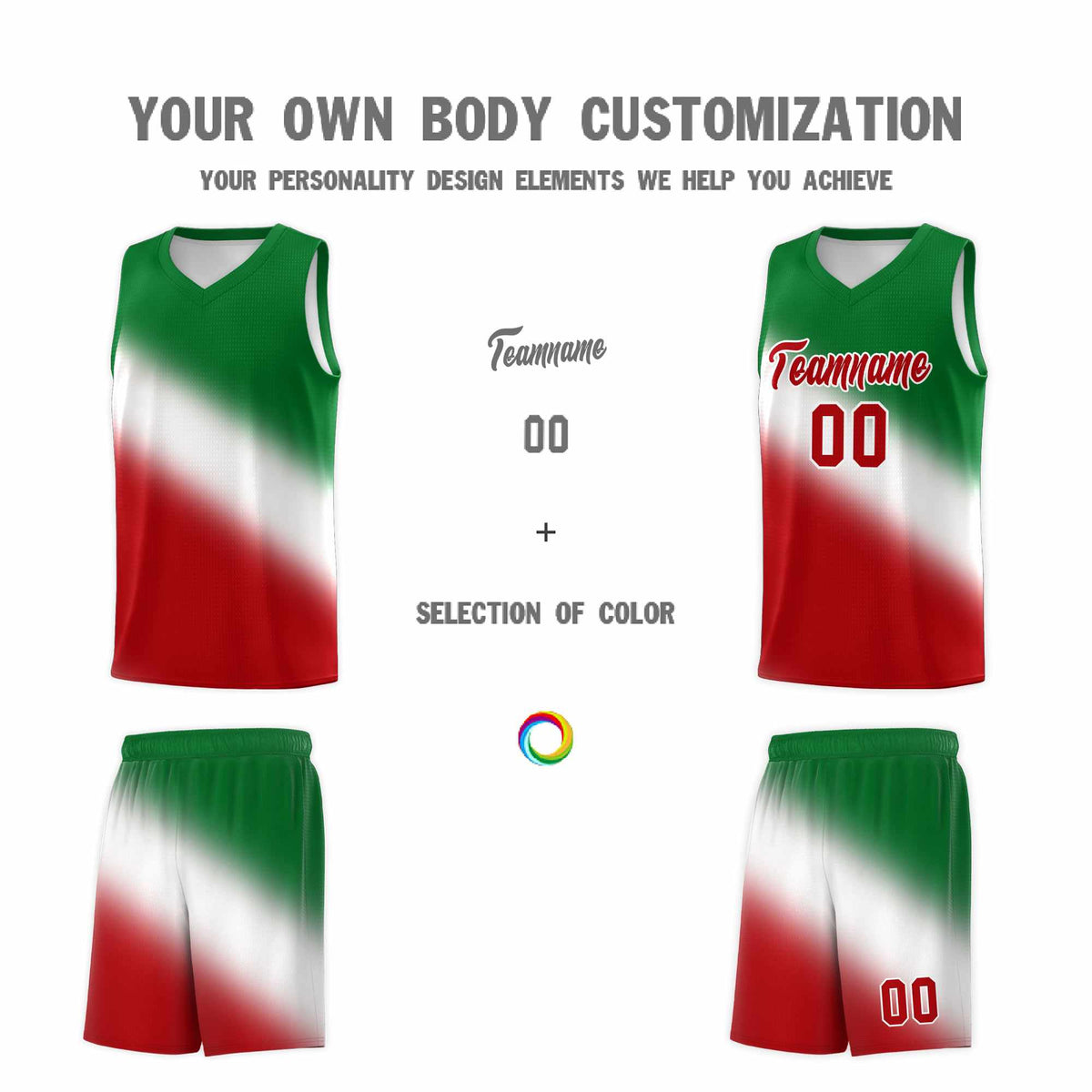 Custom White Kelly Green Red Mexican Colors Graffiti Patterns Wrinkle-Resistant Uniform Basketball Jersey