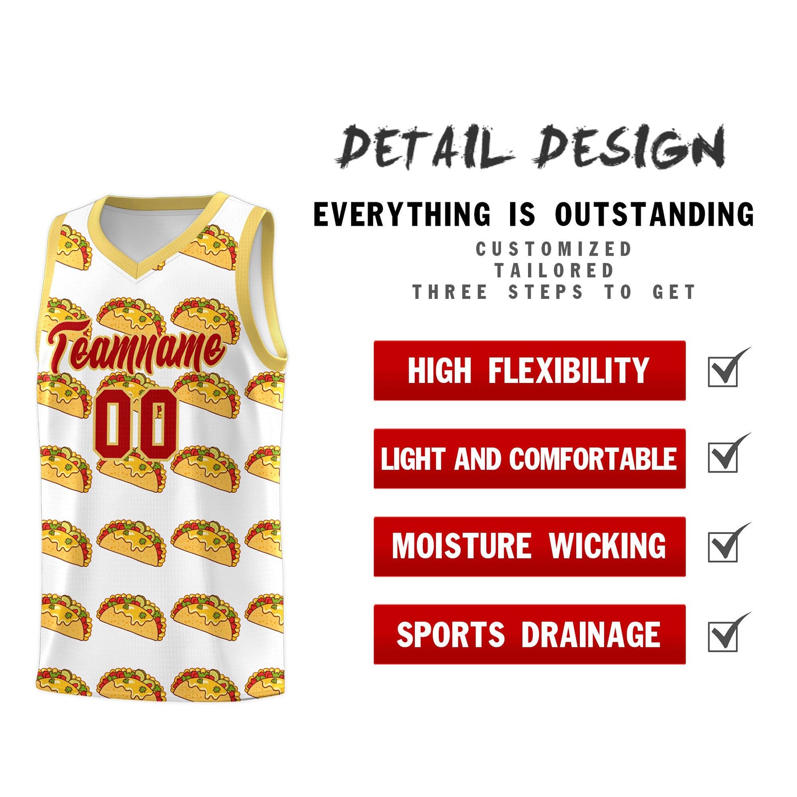 Custom White Khaki Mexican Colors Graffiti Patterns Drapable Uniform Basketball Jersey