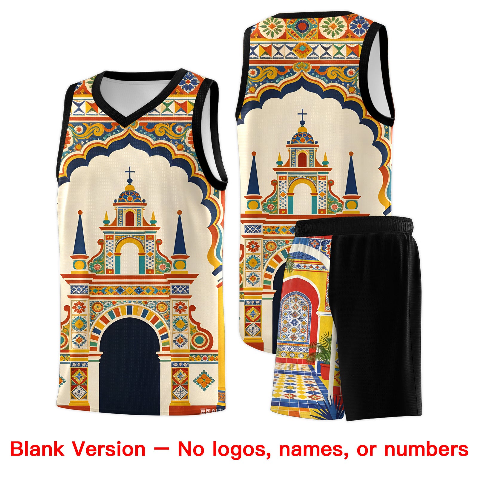 Custom White Orange Mexican Colors Graffiti Patterns Lightweight Uniform Basketball Jersey