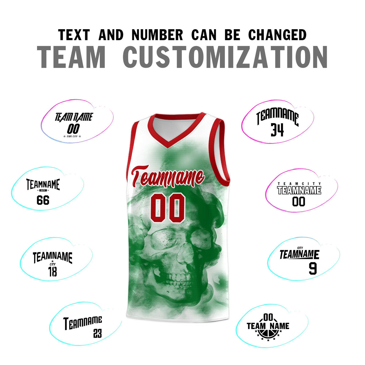 Custom White Red Kelly GreenMexican Colors Graffiti Patterns Wrinkle-Resistant Uniform Basketball Jersey