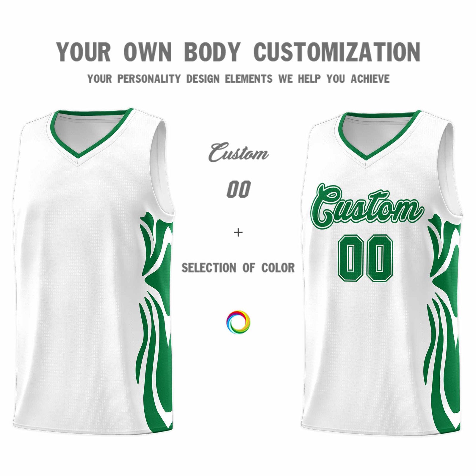 Custom White Kelly Green-Kelly Green Graffiti Pattern Side Curve Pattern Sports Uniform Basketball Jersey Sets