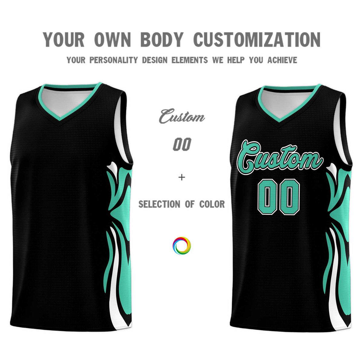 Custom Black Bright Green-White Graffiti Pattern Side Curve Pattern Sports Uniform Basketball Jersey Sets