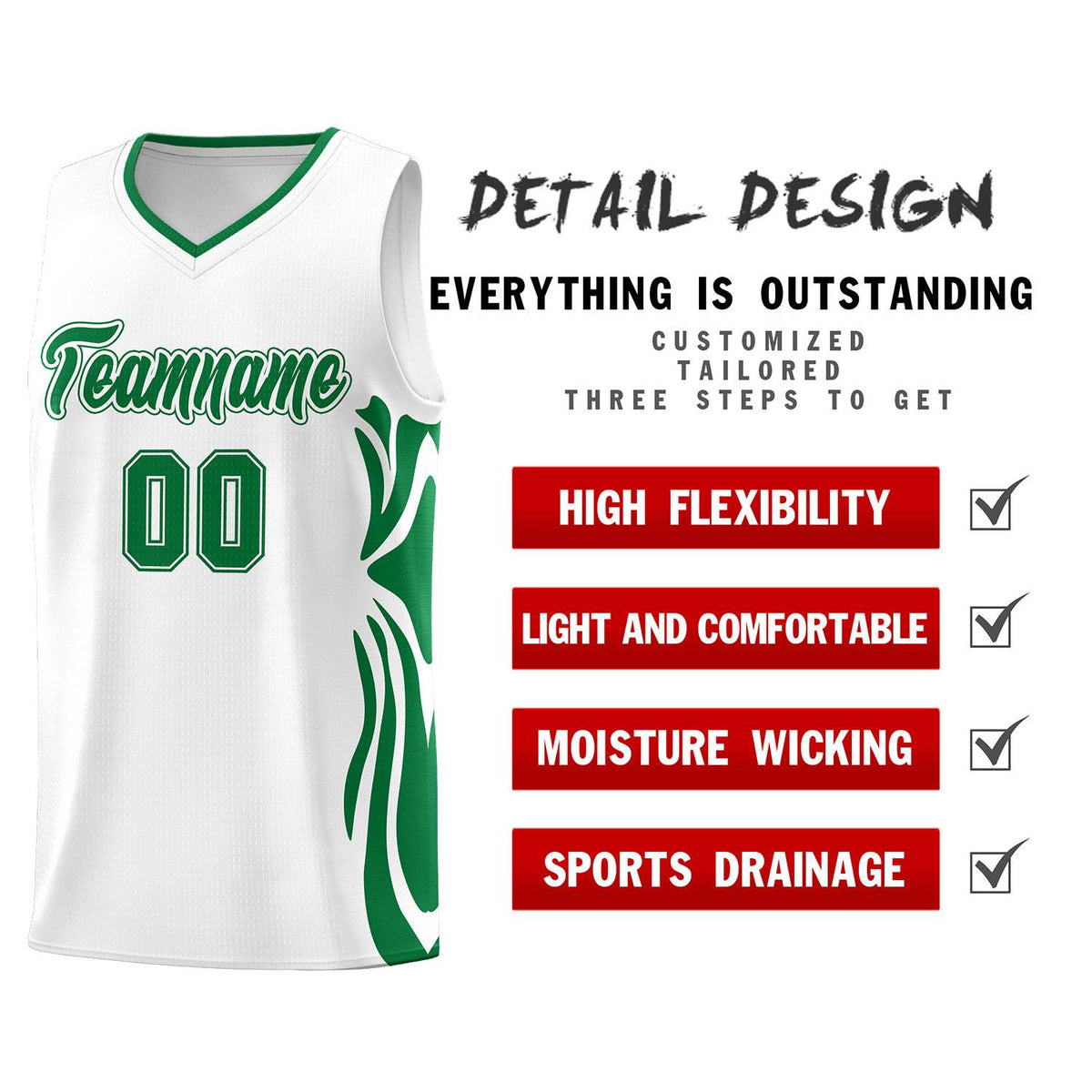 Custom White Kelly Green-Kelly Green Graffiti Pattern Side Curve Pattern Sports Uniform Basketball Jersey Sets
