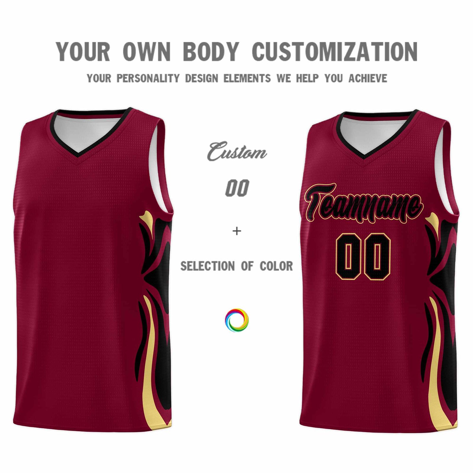 Custom Crimson Black-Khaki Graffiti Pattern Side Curve Pattern Sports Uniform Basketball Jersey Sets