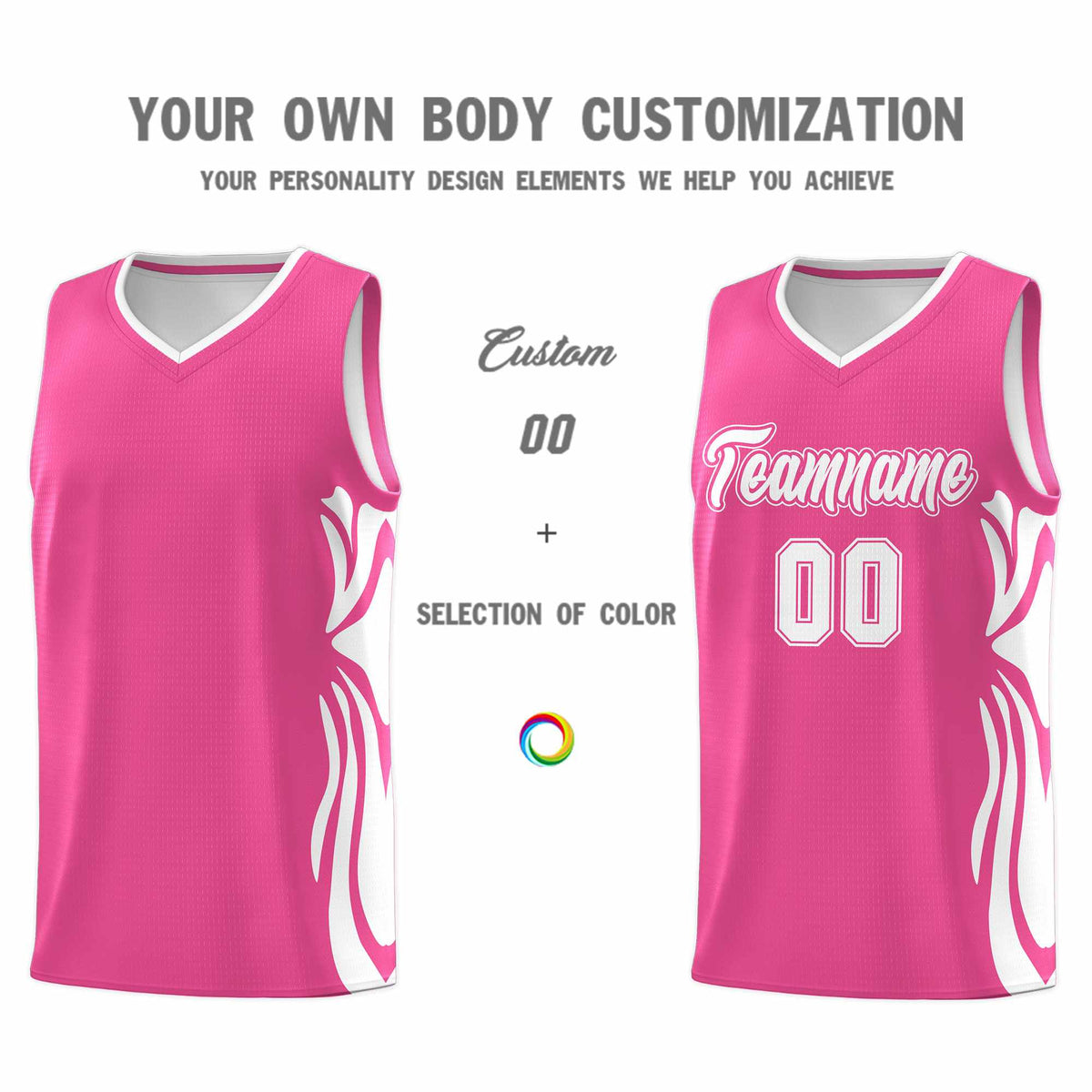 Custom Pink White-White Graffiti Pattern Side Curve Pattern Sports Uniform Basketball Jersey Sets