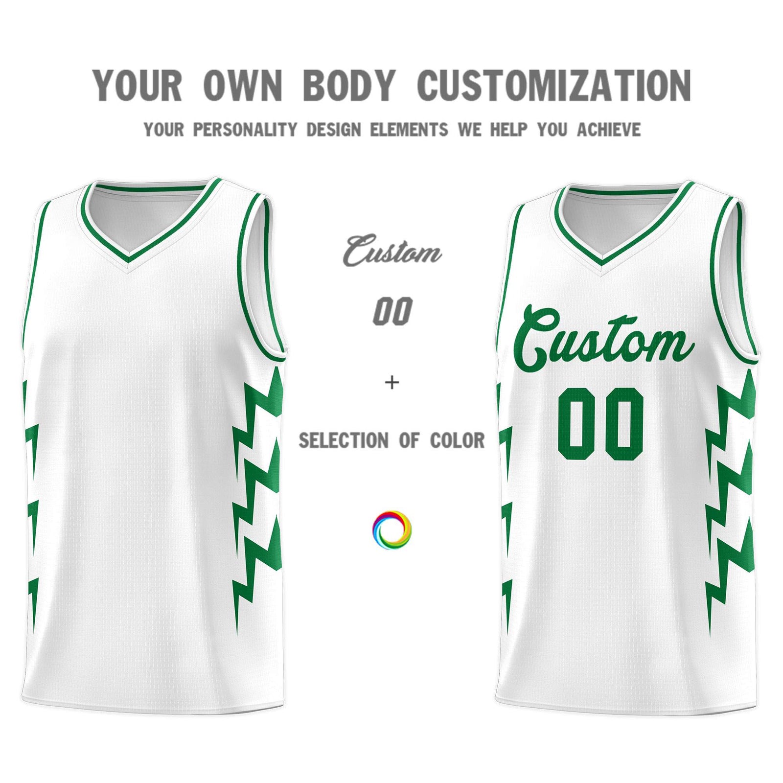 Custom White Side Lightning Pattern Sports Uniform Basketball Jersey