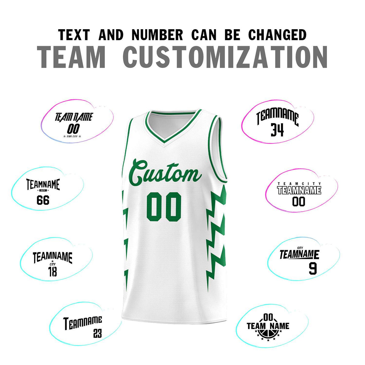 Custom White Side Lightning Pattern Sports Uniform Basketball Jersey