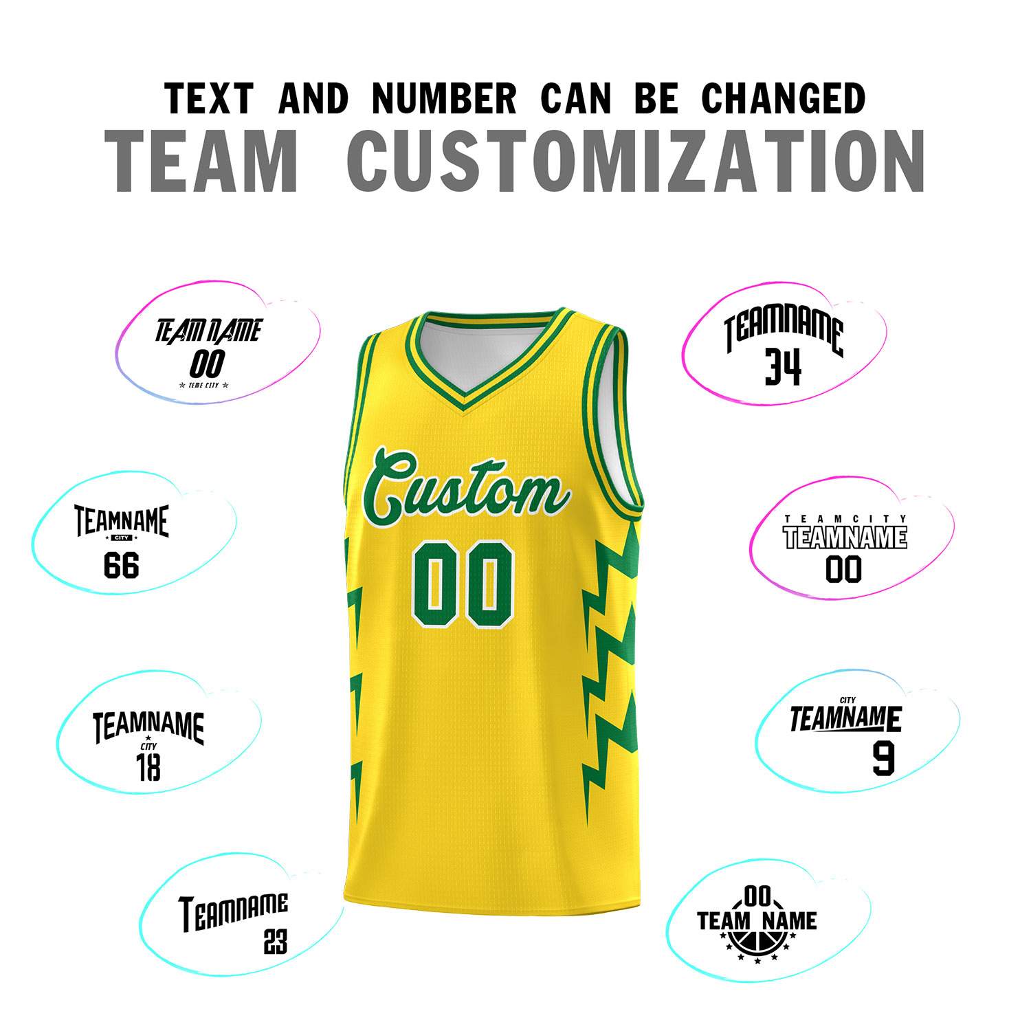 Custom Gold Side Lightning Pattern Sports Uniform Basketball Jersey