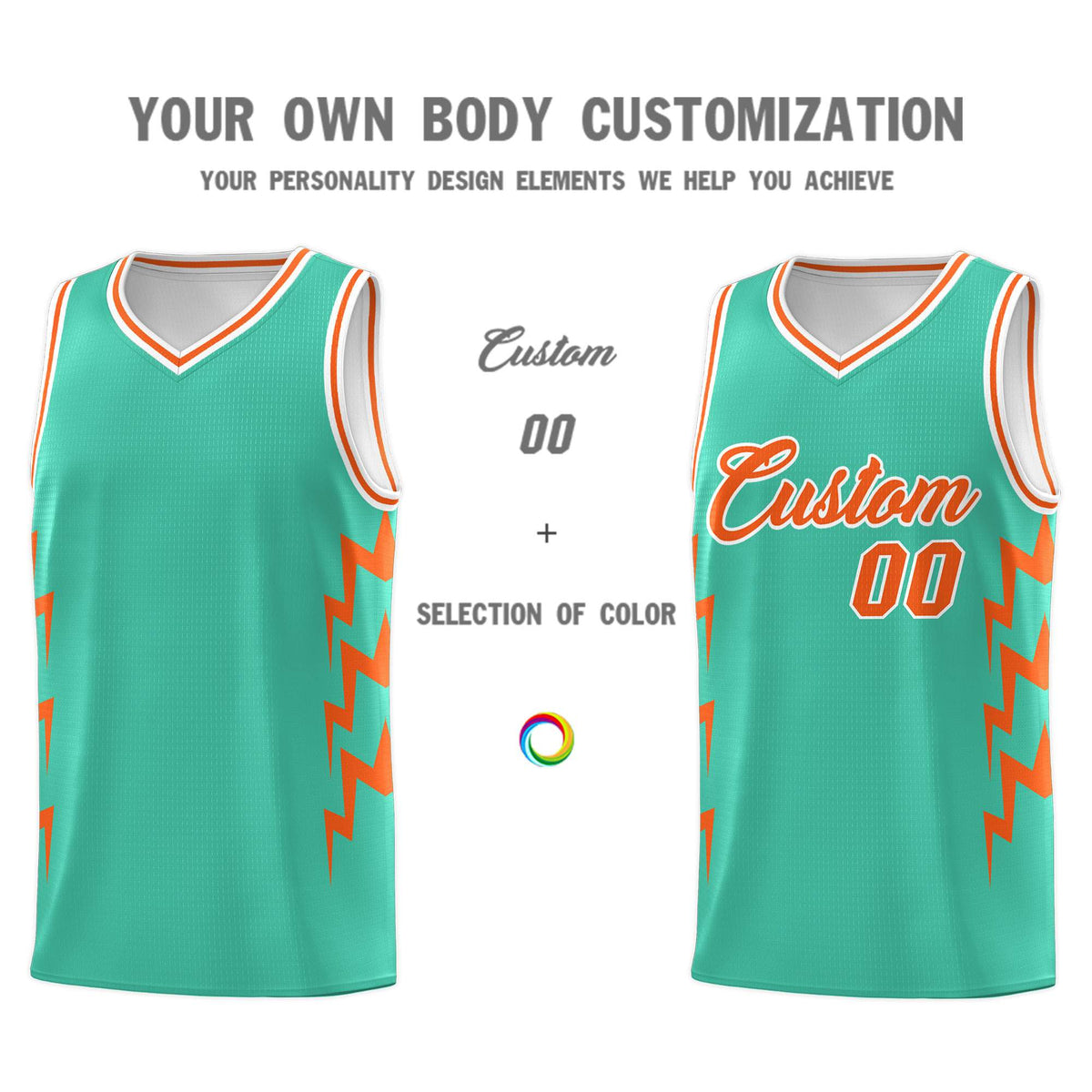 Custom Bright Green Side Lightning Pattern Sports Uniform Basketball Jersey