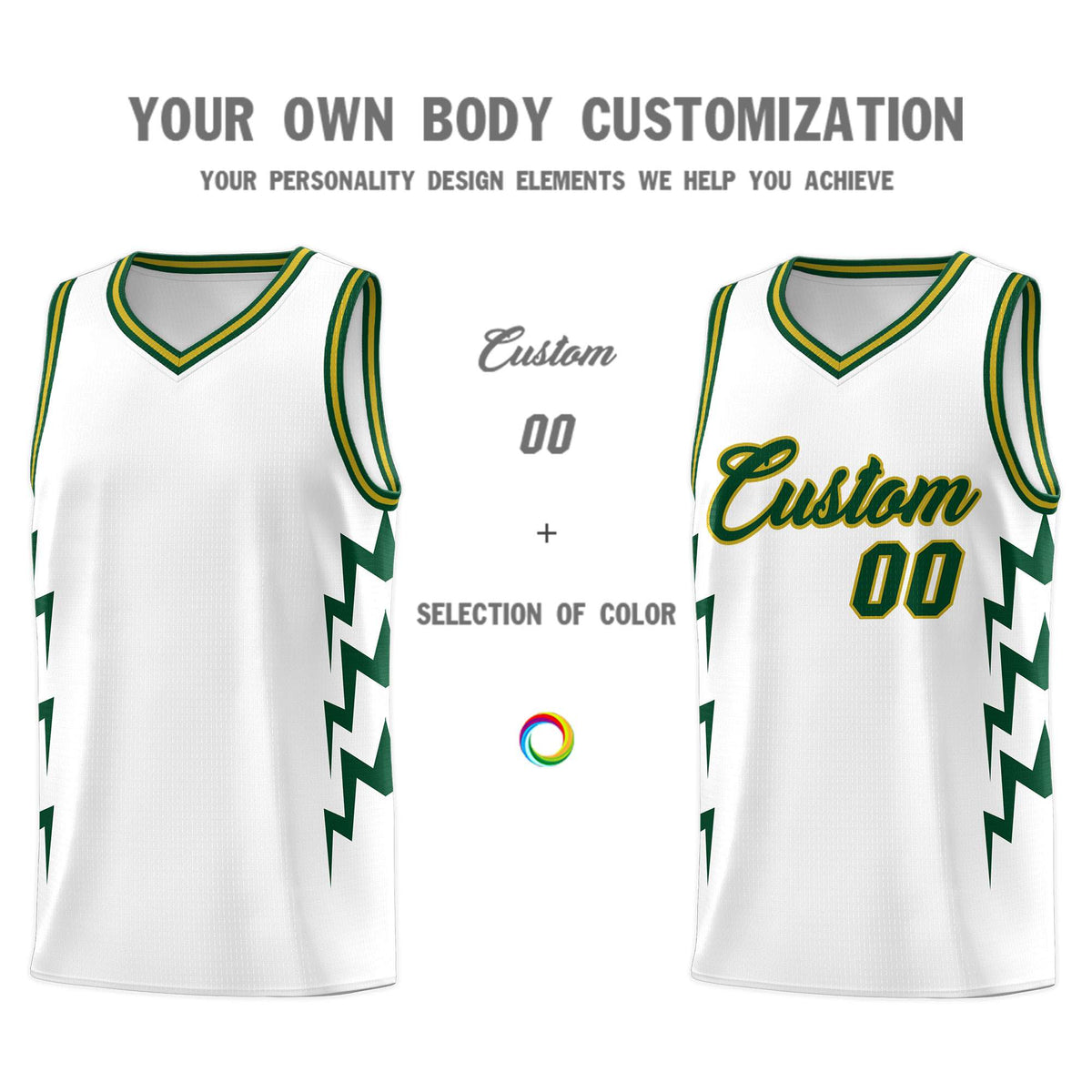 Custom White Side Lightning Pattern Sports Uniform Basketball Jersey