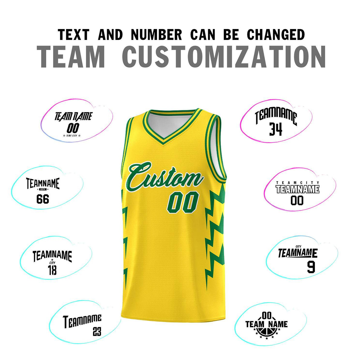 Custom Gold Side Lightning Pattern Sports Uniform Basketball Jersey