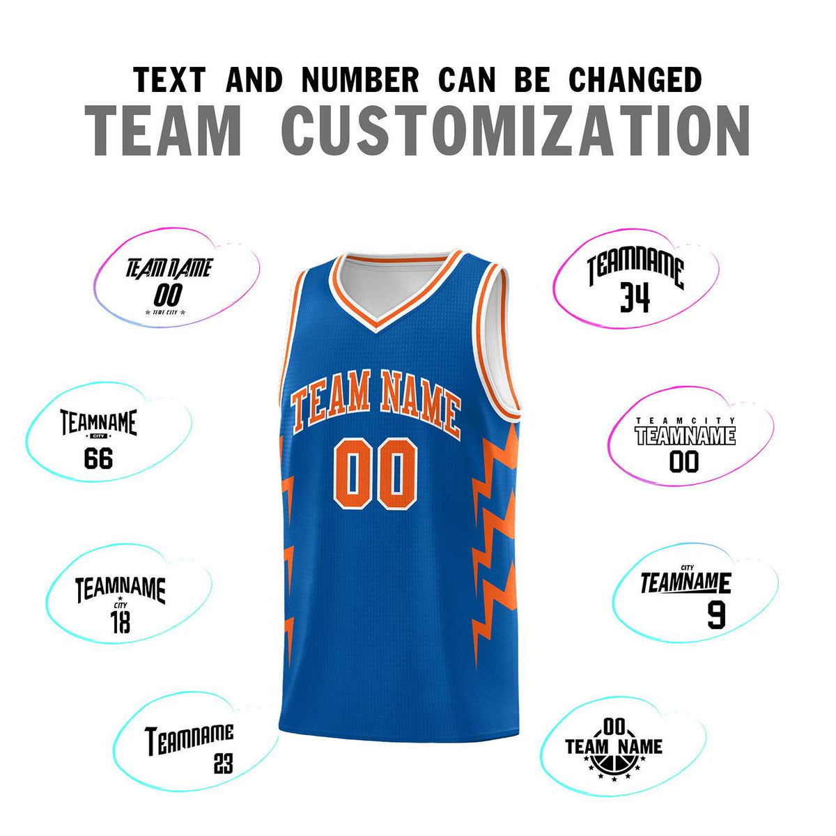 Custom Royal Side Lightning Pattern Sports Uniform Basketball Jersey