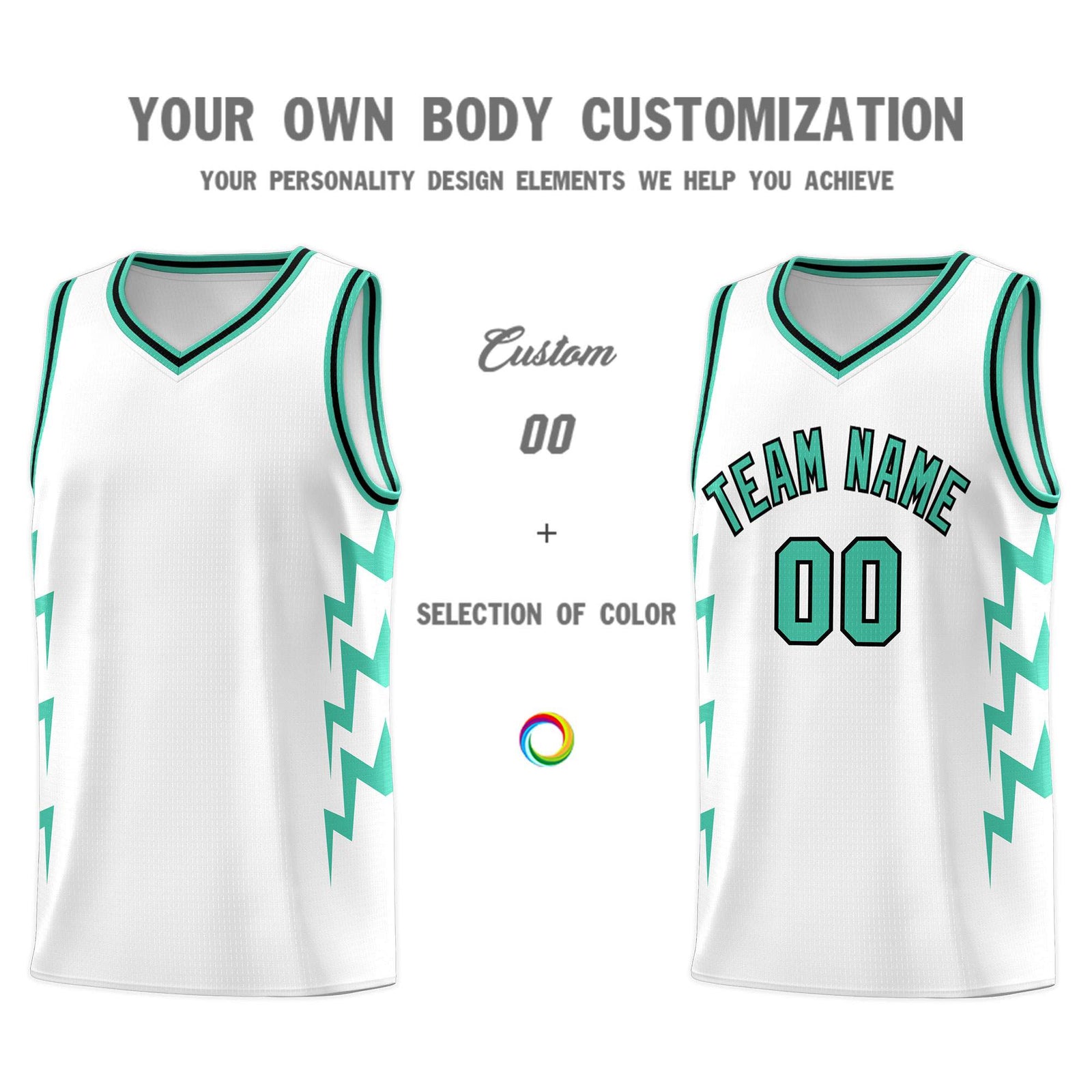 Custom White Side Lightning Pattern Sports Uniform Basketball Jersey