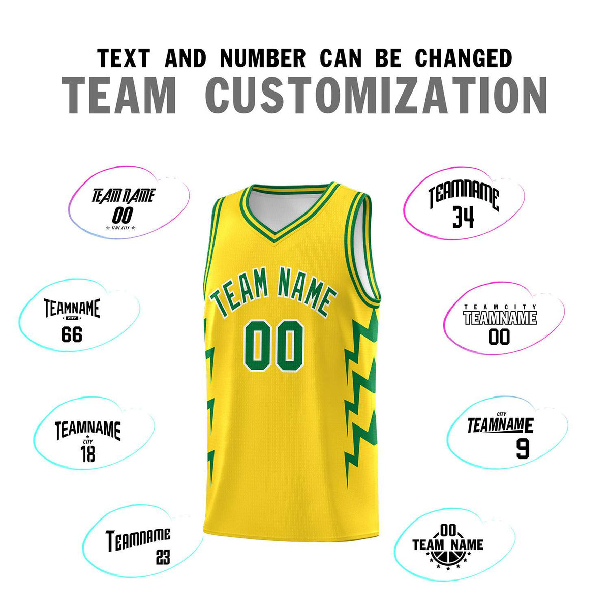 Custom Gold Side Lightning Pattern Sports Uniform Basketball Jersey