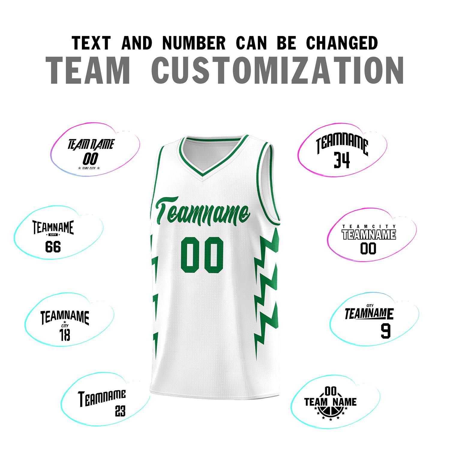Custom White Side Lightning Pattern Sports Uniform Basketball Jersey
