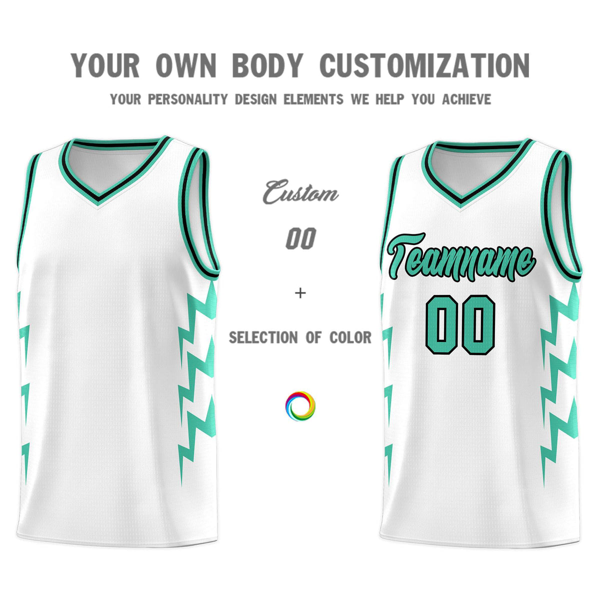 Custom White Side Lightning Pattern Sports Uniform Basketball Jersey