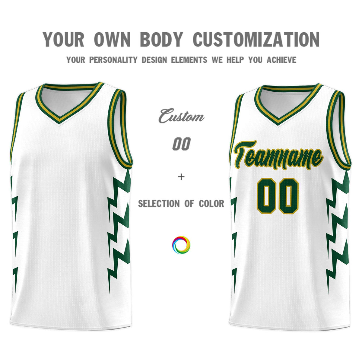 Custom White Side Lightning Pattern Sports Uniform Basketball Jersey
