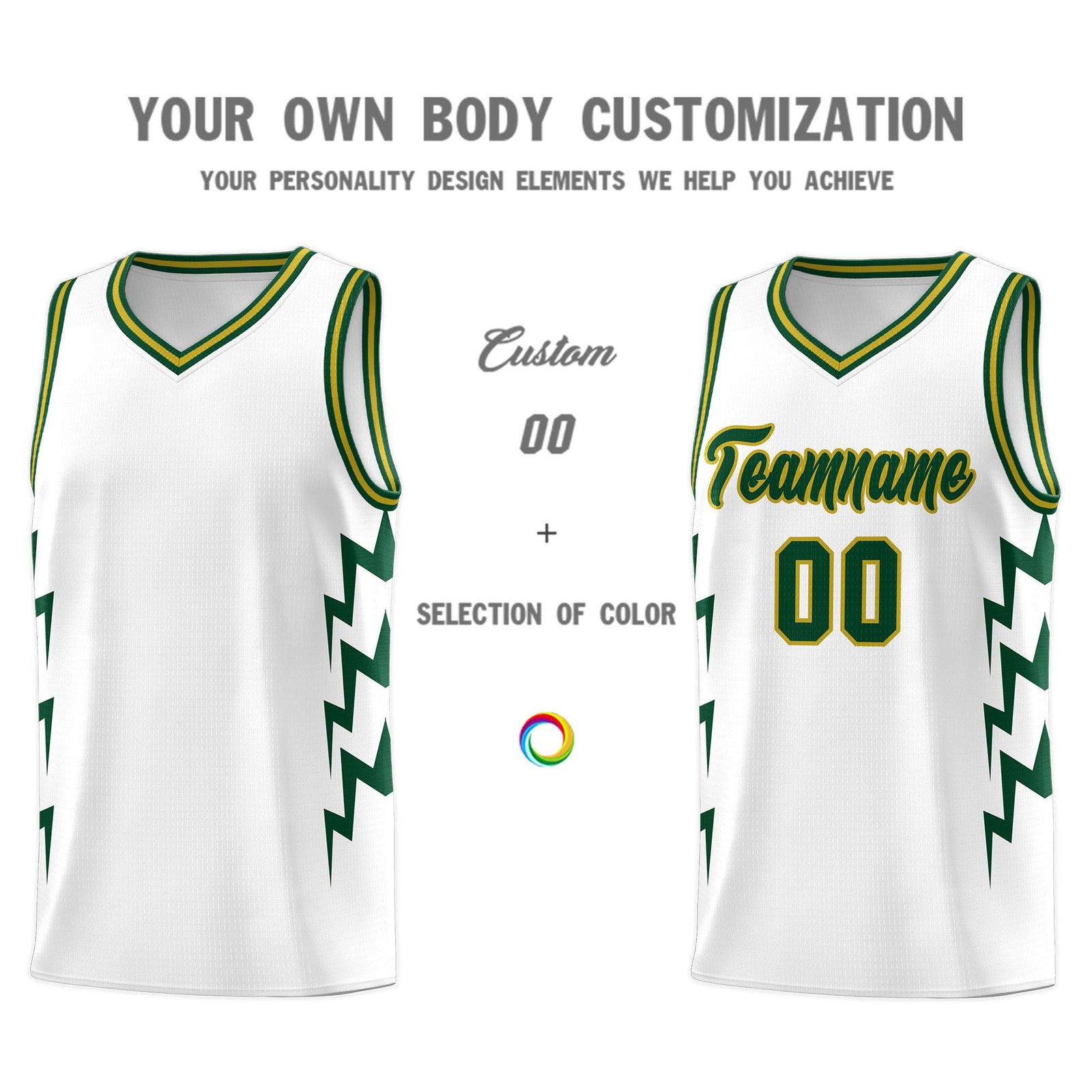 Custom White Side Lightning Pattern Sports Uniform Basketball Jersey