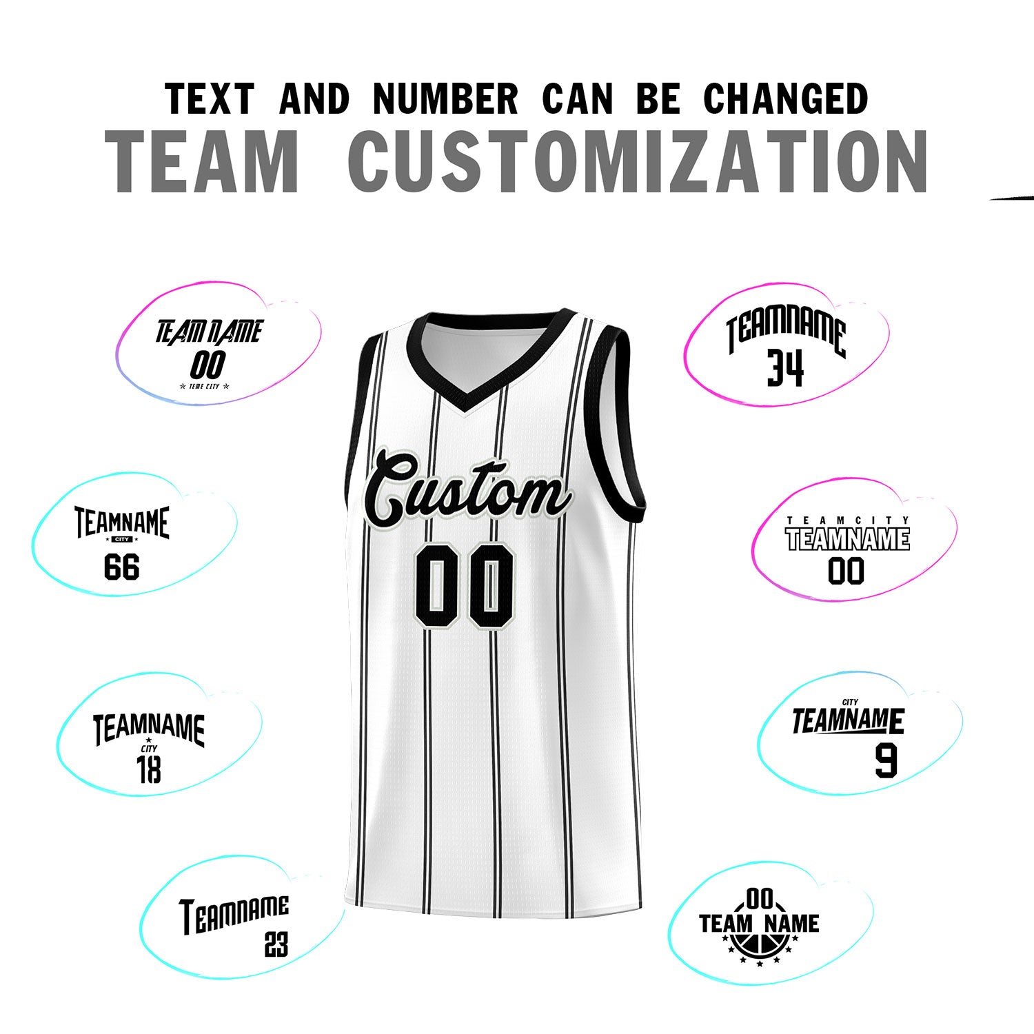 Custom White Black Gray Vertical Stripes Single Sided Sets Basketball Jersey | For Men,Stitched,Perfect for Training,Add Name and Numbern | KXKSHOP