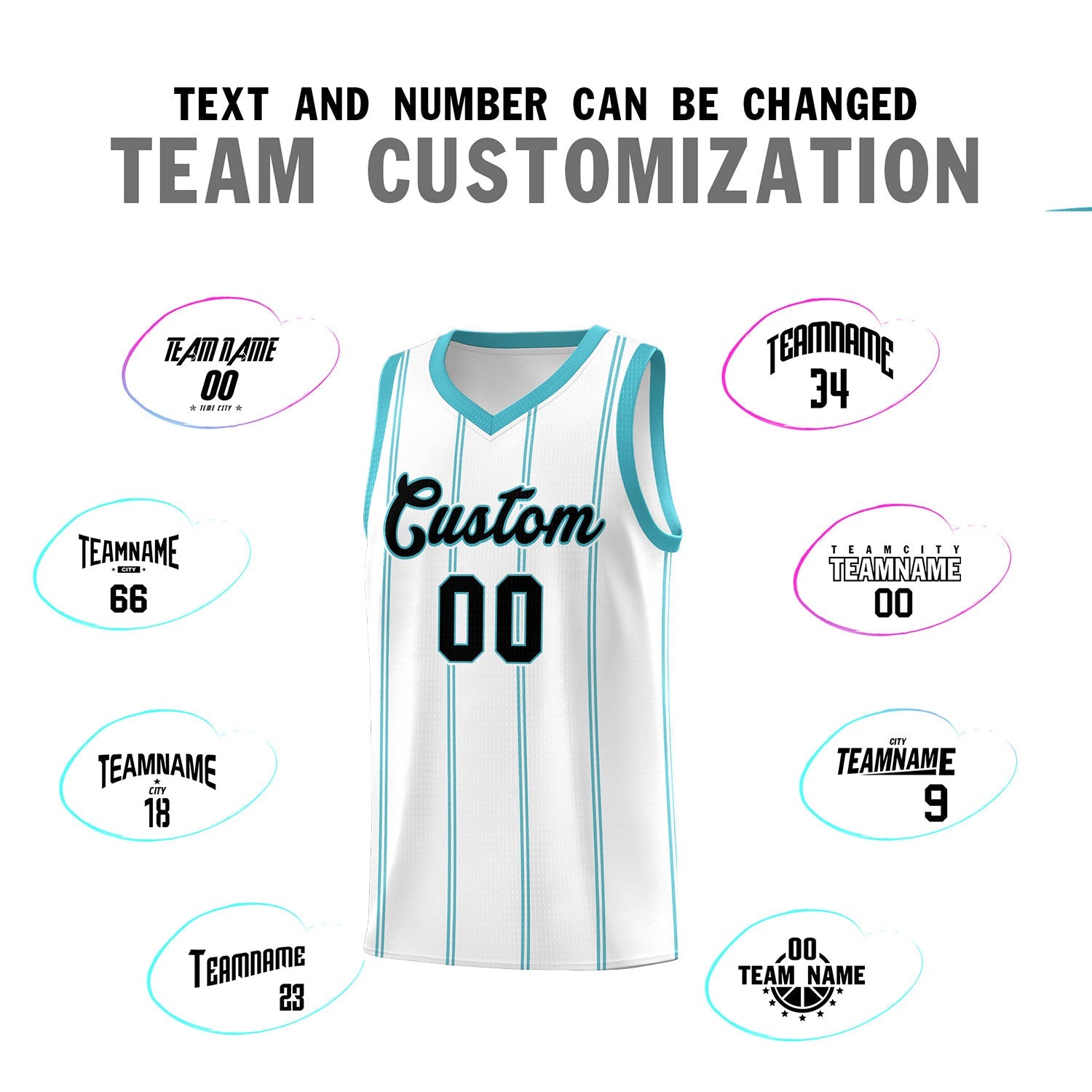 Custom White Sky Blue Black Vertical Stripes Single Sided Sets Basketball Jersey | For Men,Stitched,Perfect for Training,Add Name and Numbern | KXKSHOP