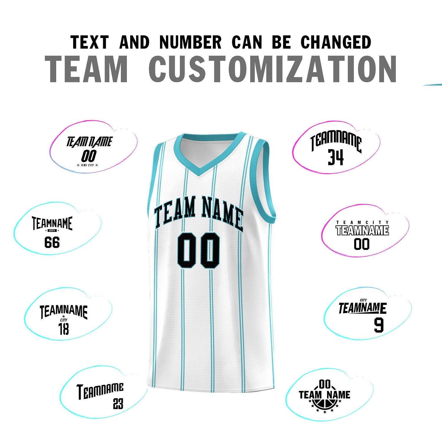 Custom White Sky Blue Black Vertical Stripes Single Sided Sets Basketball Jersey | For Men,Stitched,Perfect for Training,Add Name and Numbern | KXKSHOP